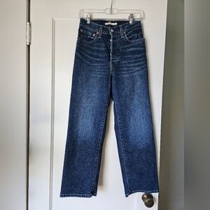 Levi's High Rise Ribcage Straight Dark Wash Jeans Size 27